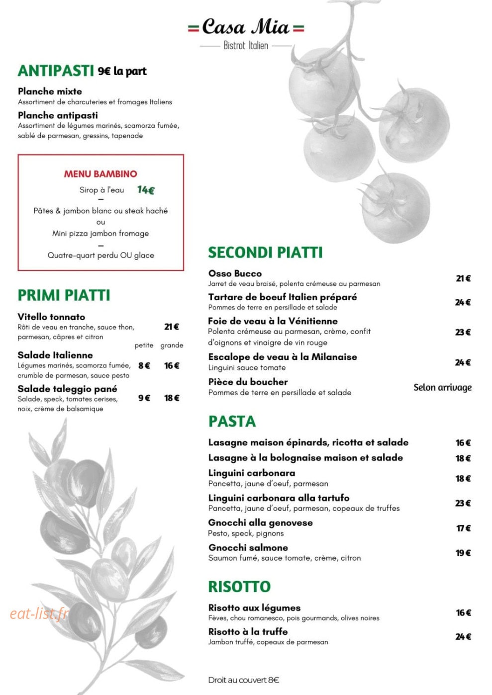 Casa Mia — carte page 1