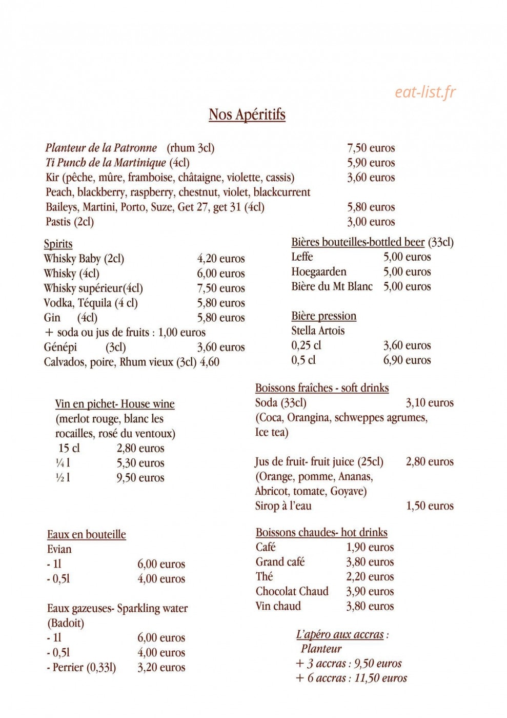 Chez Clarisse — carte page 7