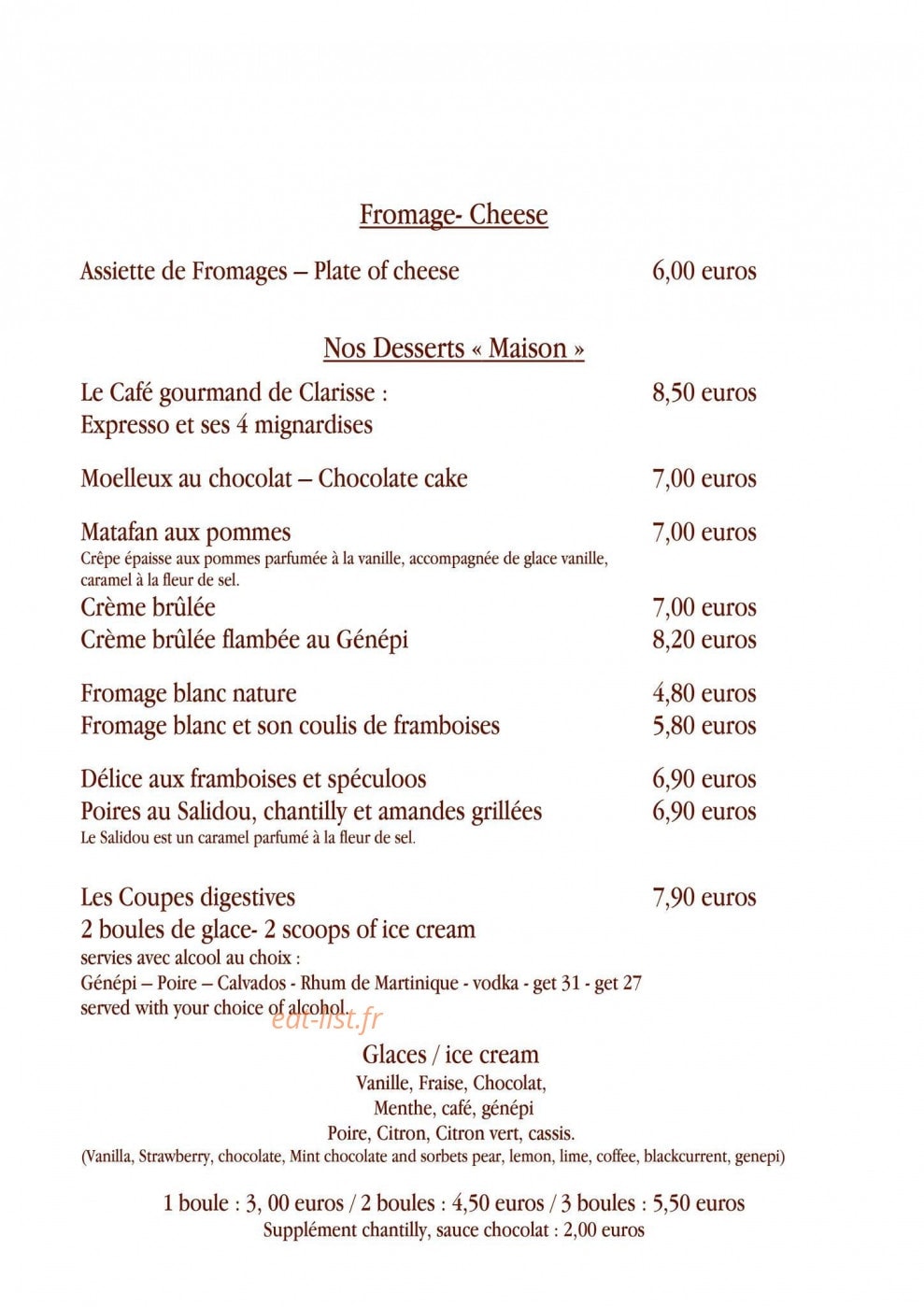 Chez Clarisse — carte page 6