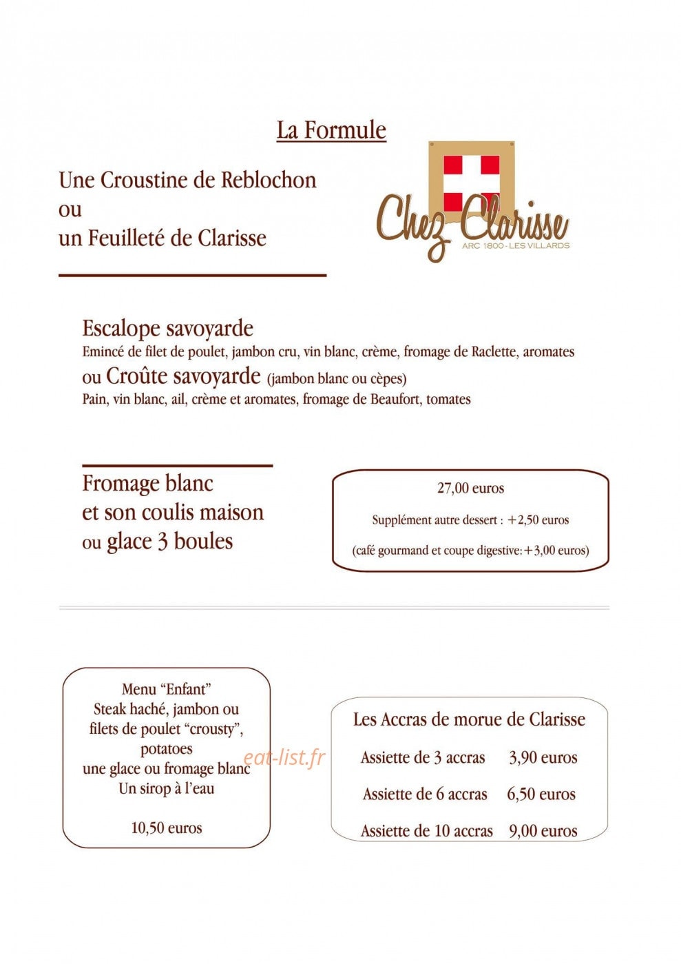 Chez Clarisse — carte page 2