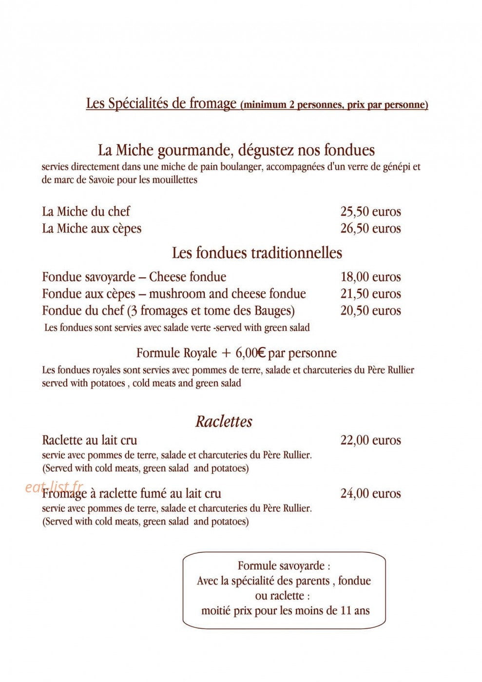 Chez Clarisse — carte page 5