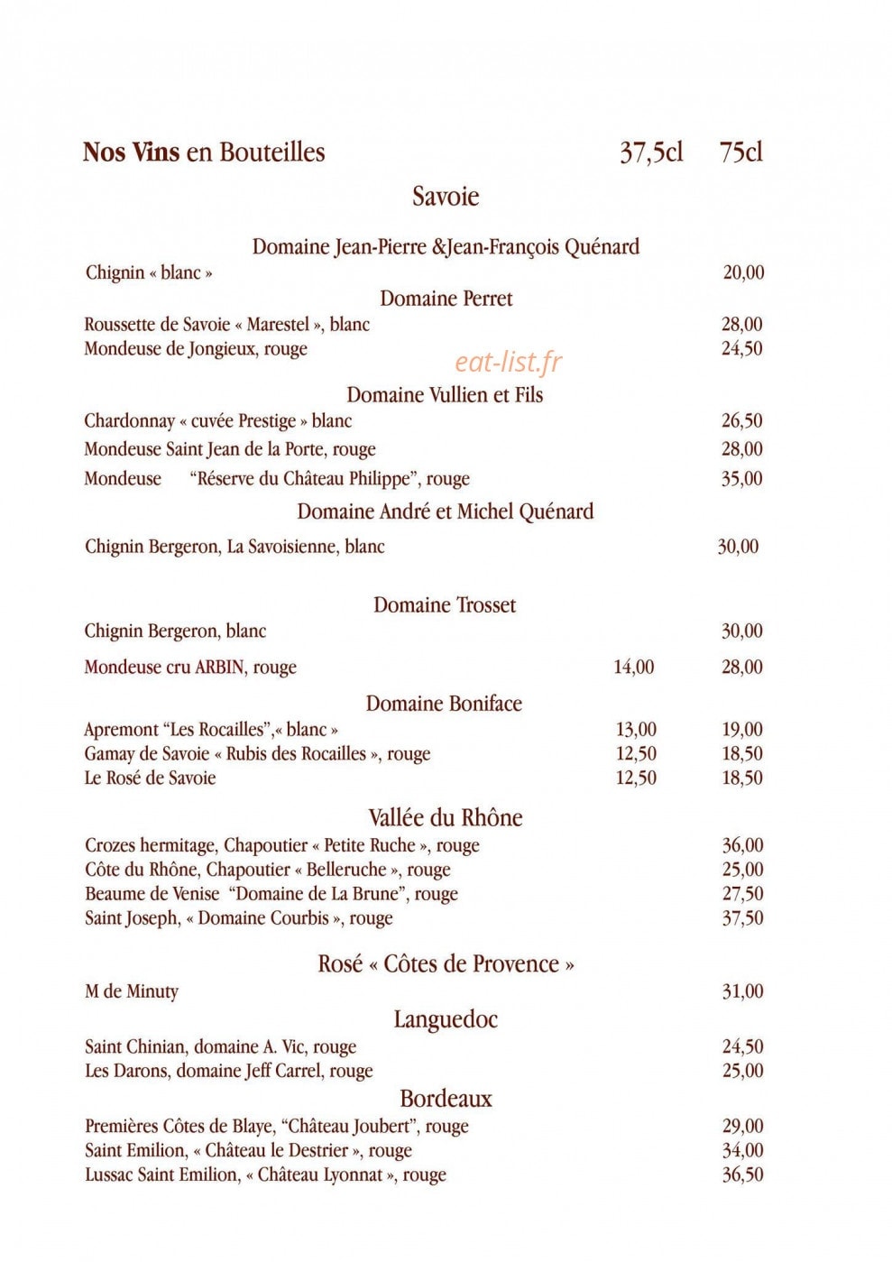 Chez Clarisse — carte page 1