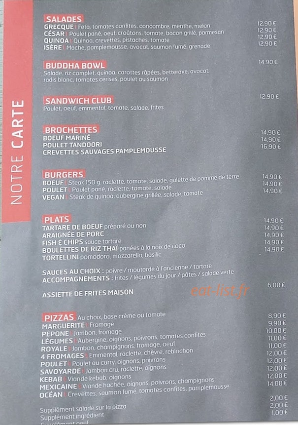 La Cantina — carte page 1