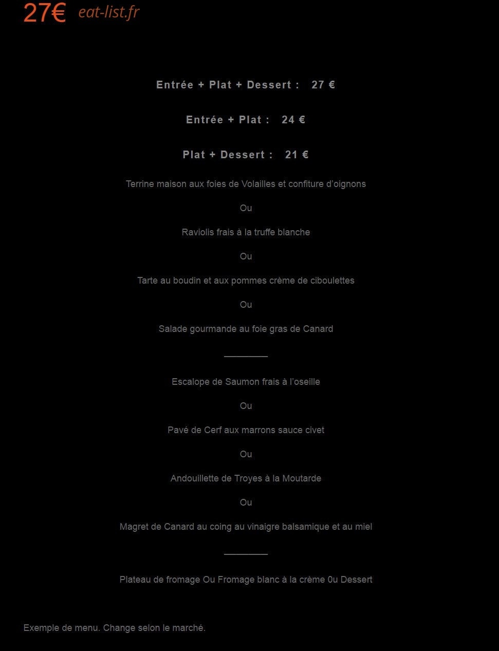 La petite auberge — carte page 2