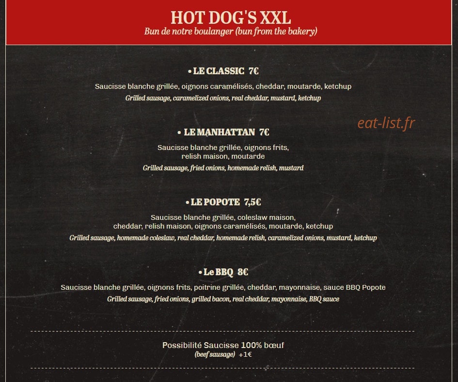 La Popote — carte page 2