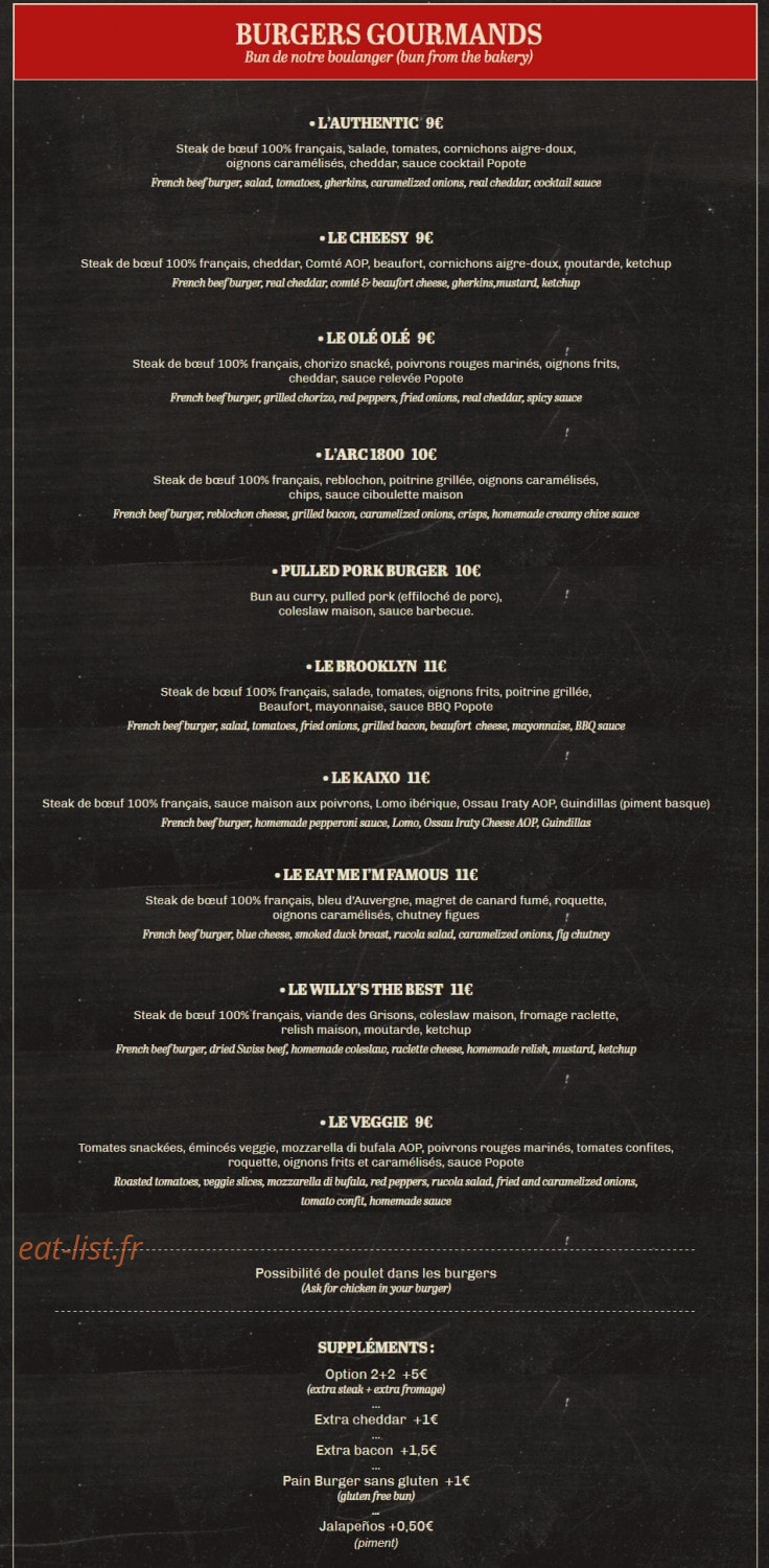 La Popote — carte page 1