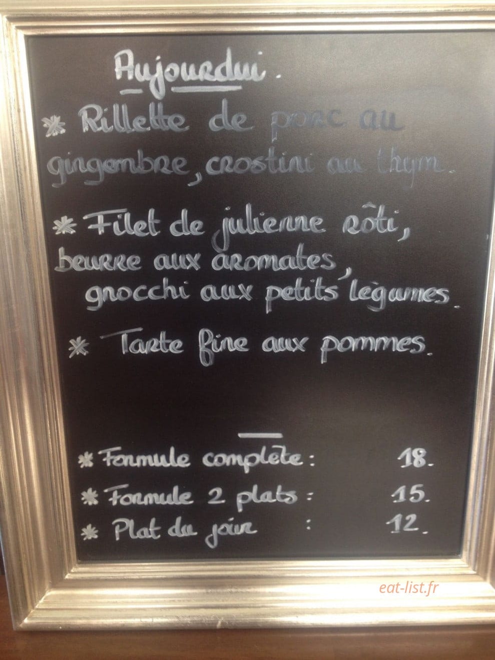 Le Bistrot Alpin — carte page 1
