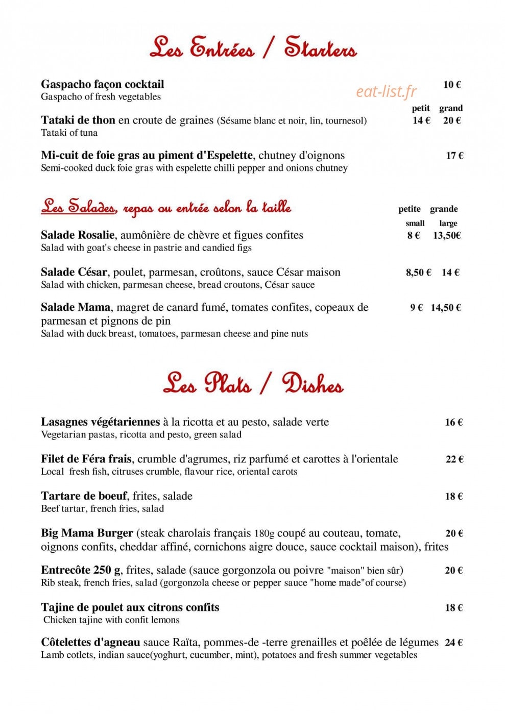 Le Chic Mama — carte page 1