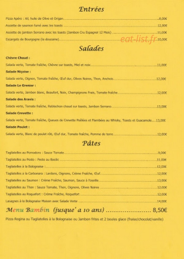 Le Grenier des Cinq Lacs — carte page 1