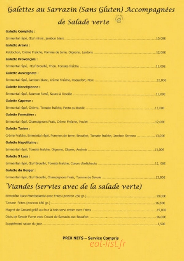 Le Grenier des Cinq Lacs — carte page 3