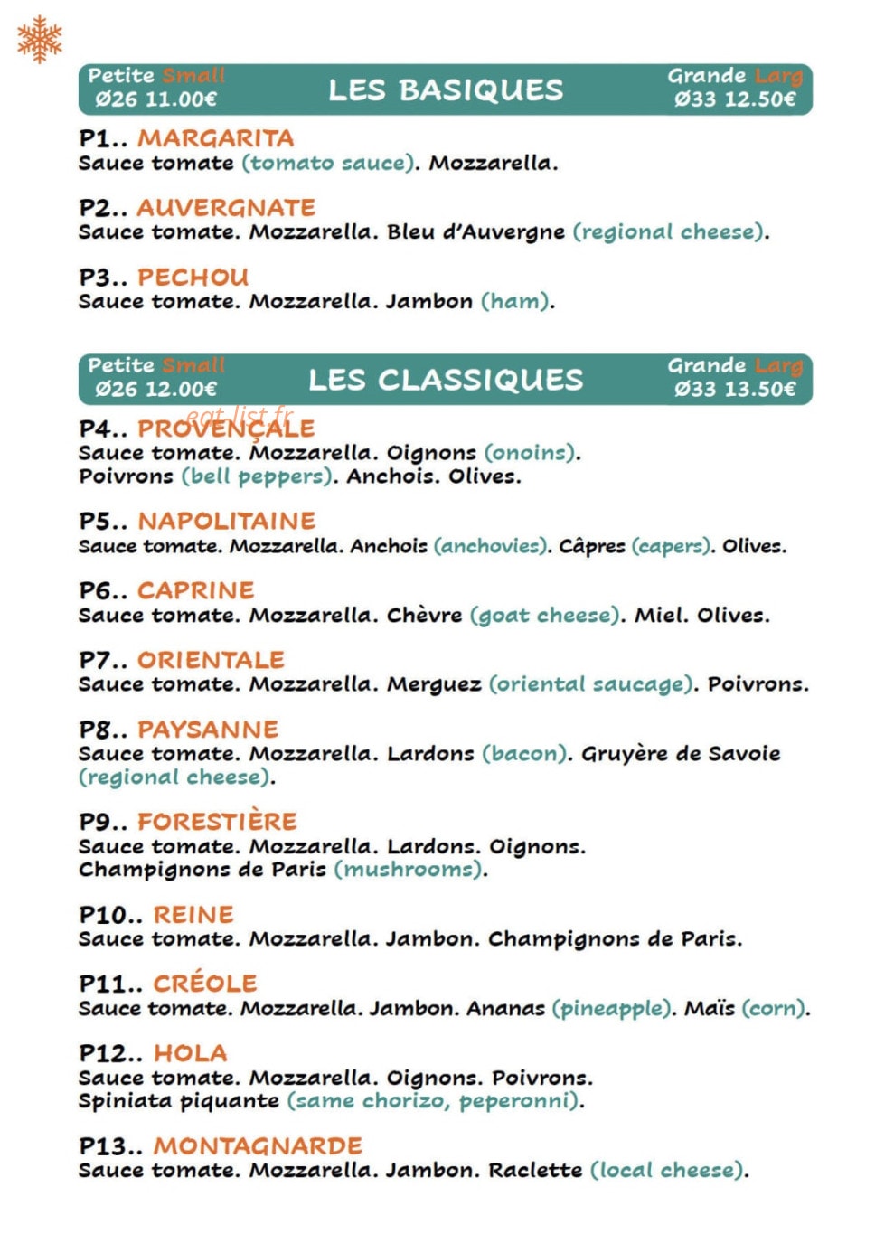 Pizz'Attitude — carte page 1