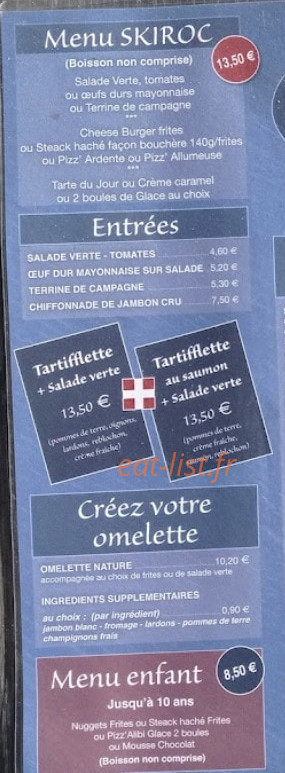 Skiroc Cafe — carte page 1