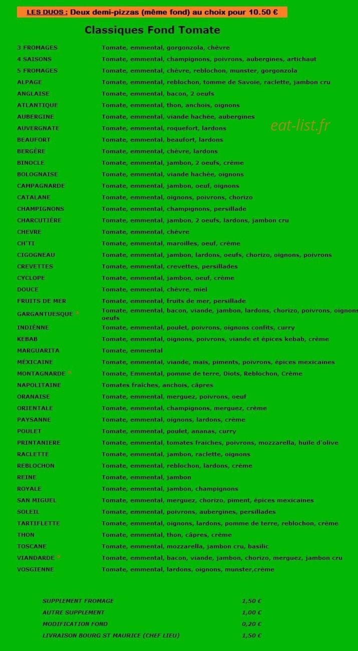 Station pizza — carte page 1