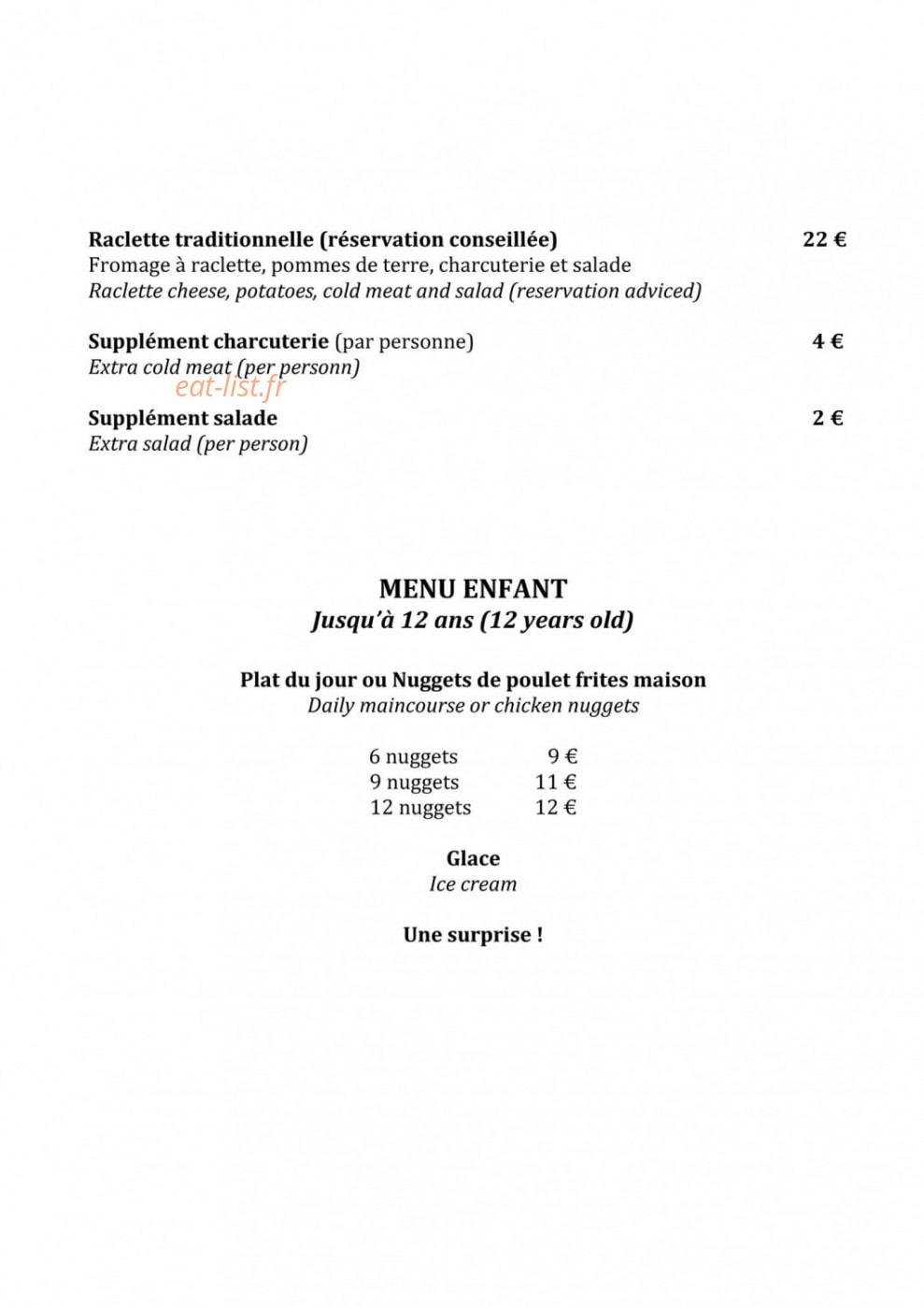 Restaurant La Flam' — carte page 2