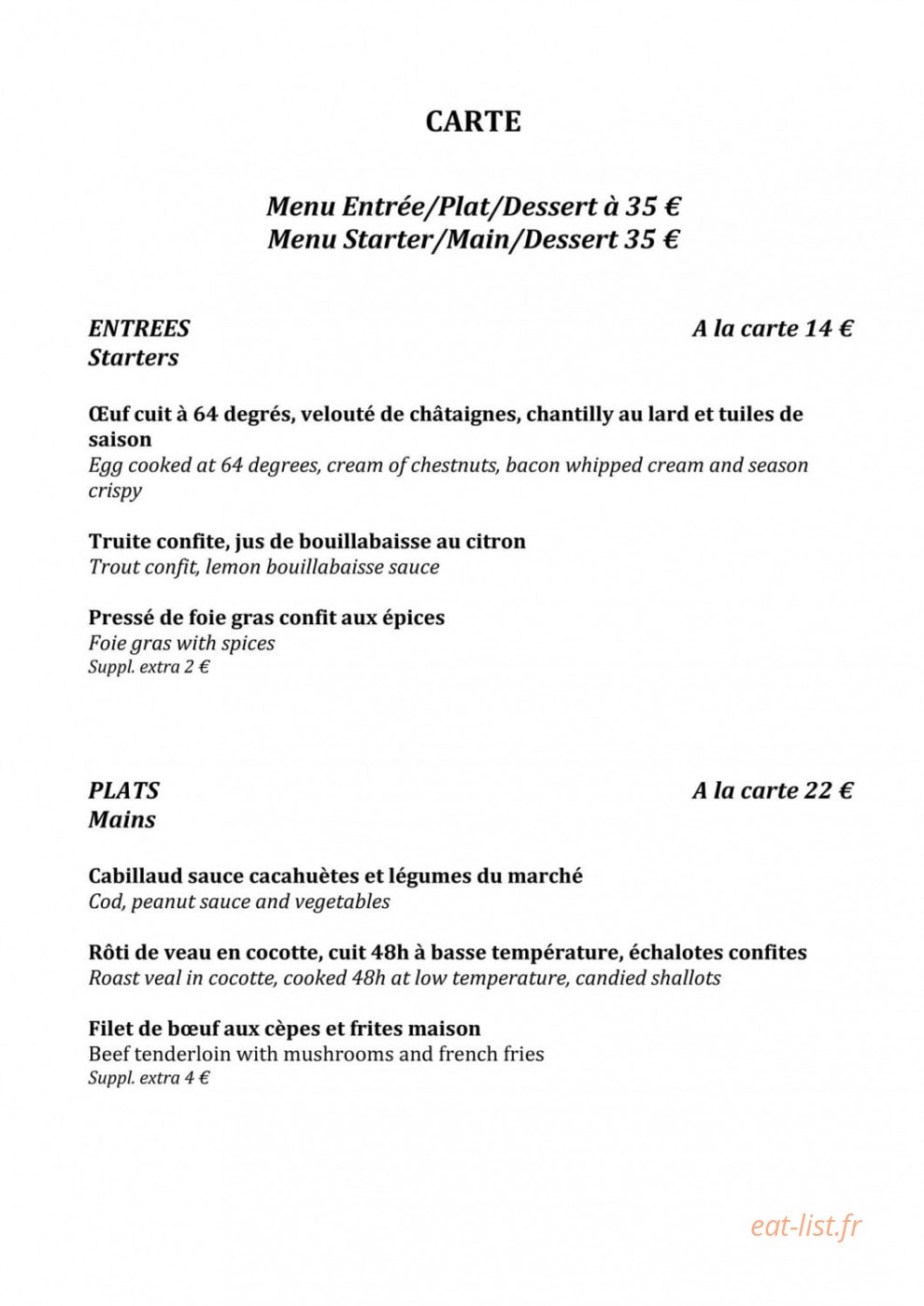 Restaurant La Flam' — carte page 3