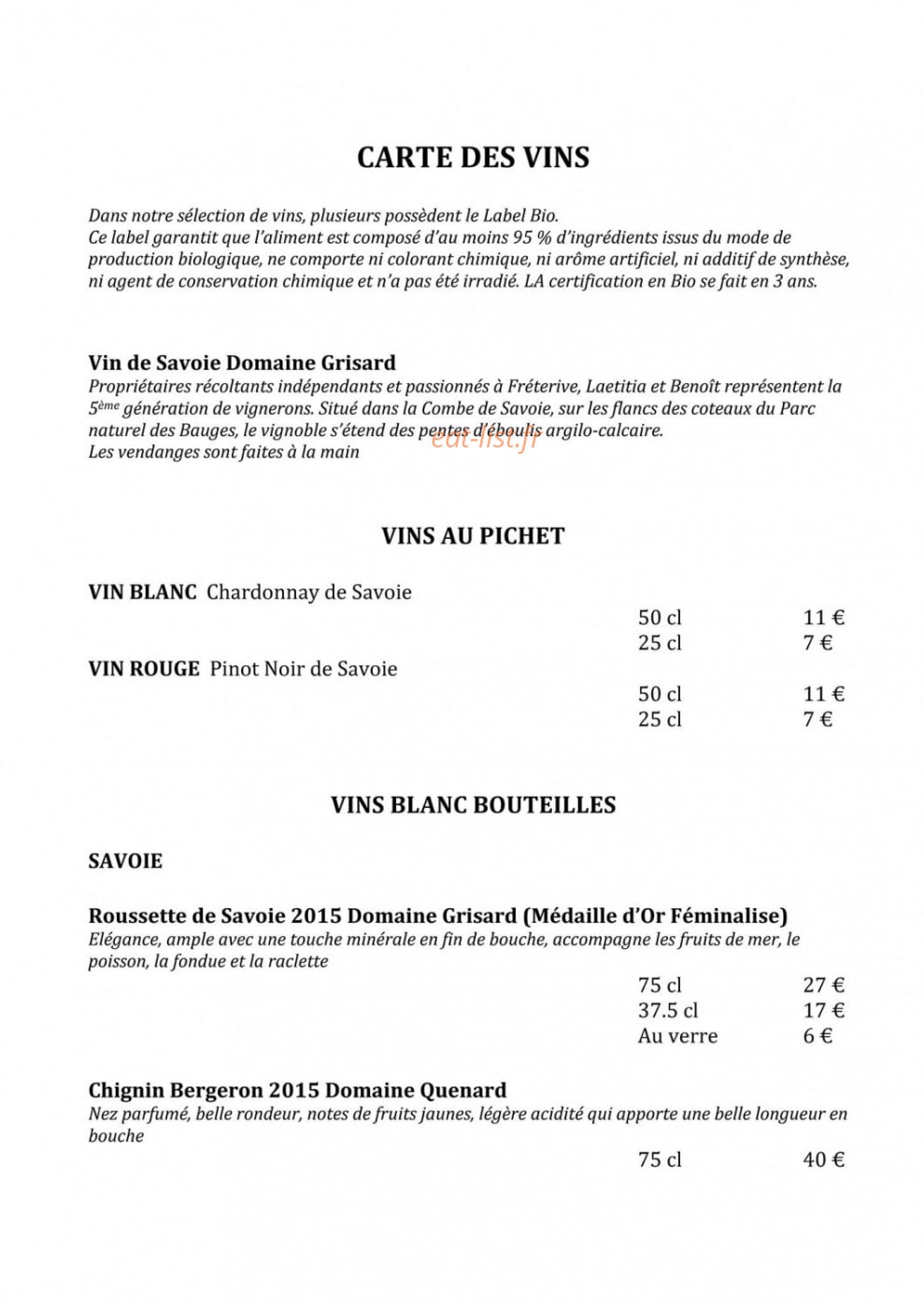 Restaurant La Flam' — carte page 6
