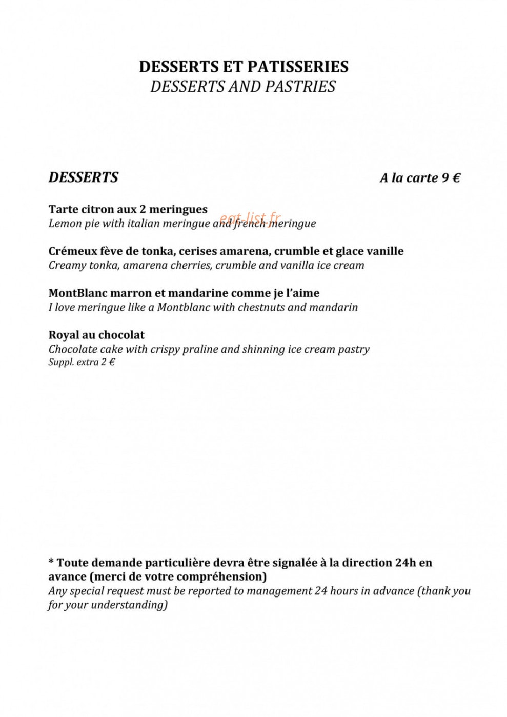 Restaurant La Flam' — carte page 4