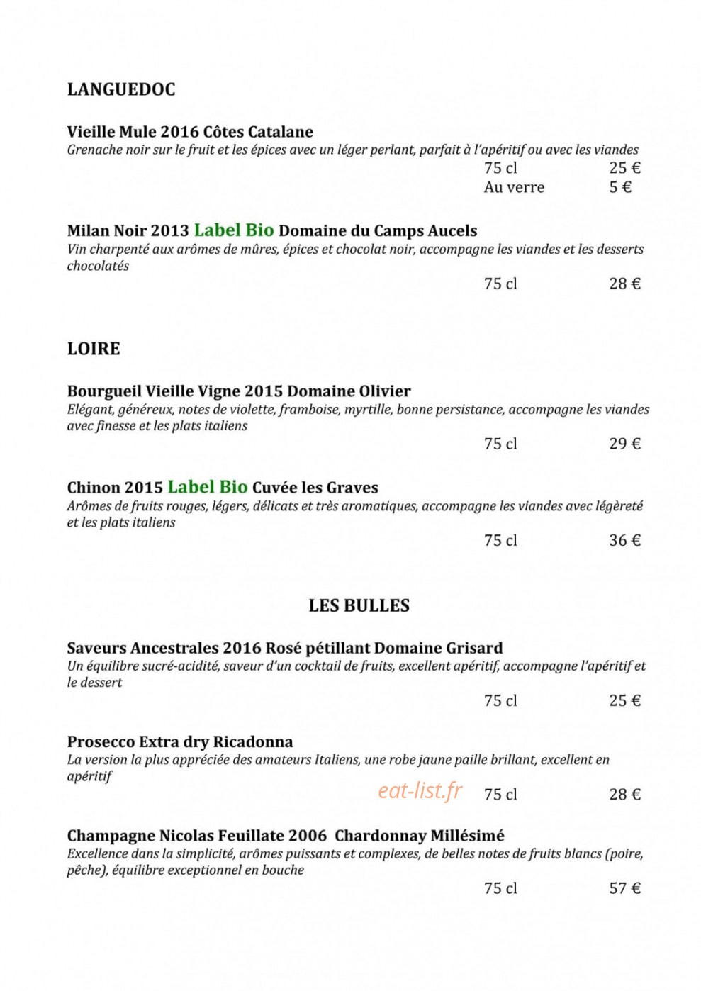 Restaurant La Flam' — carte page 11