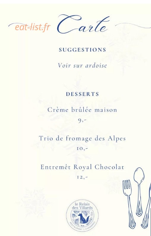 Le Relais Des Villards — carte page 1