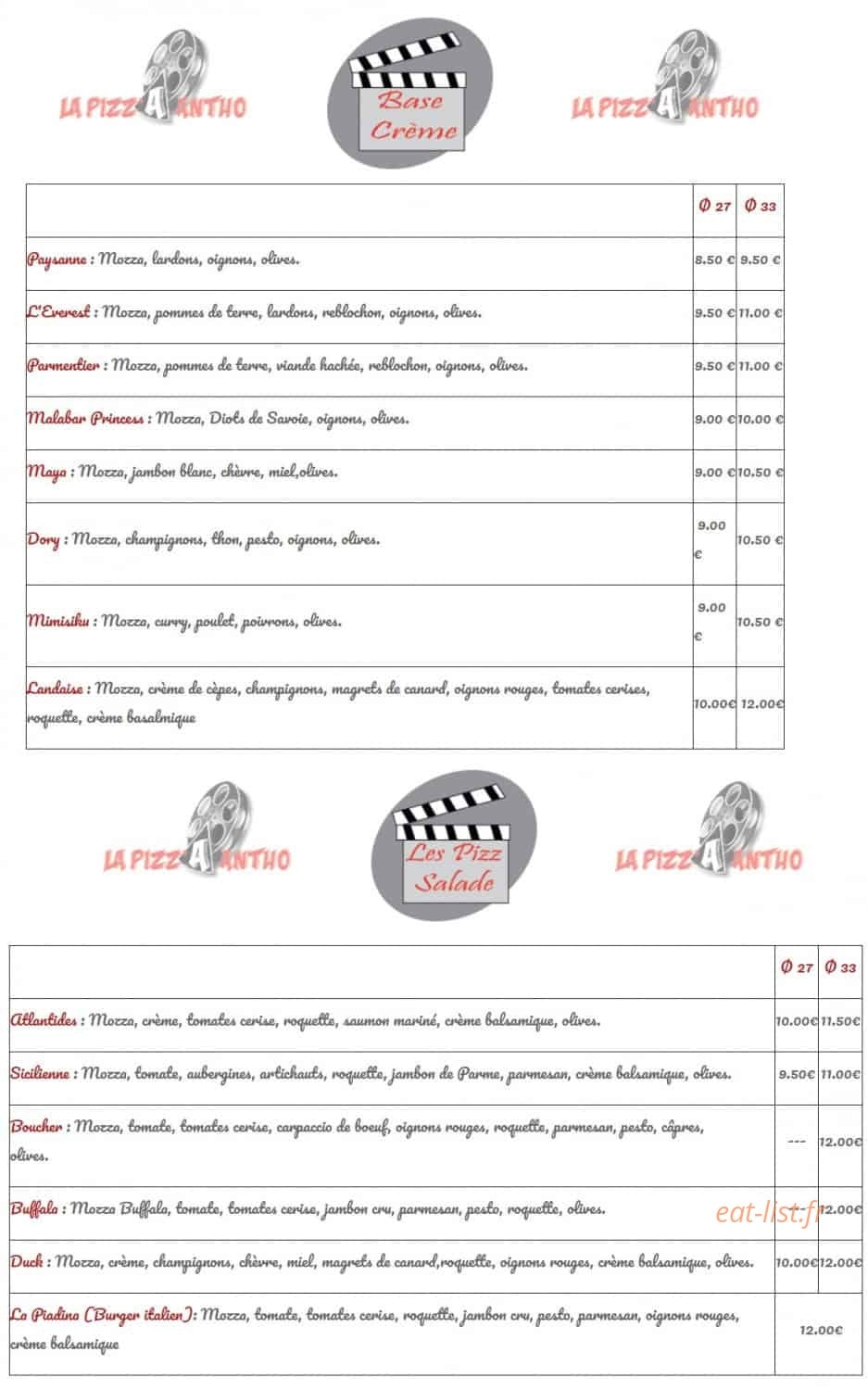 La Pizz' A Antho — carte page 2