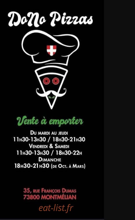 DoNo pizzas — carte page 1