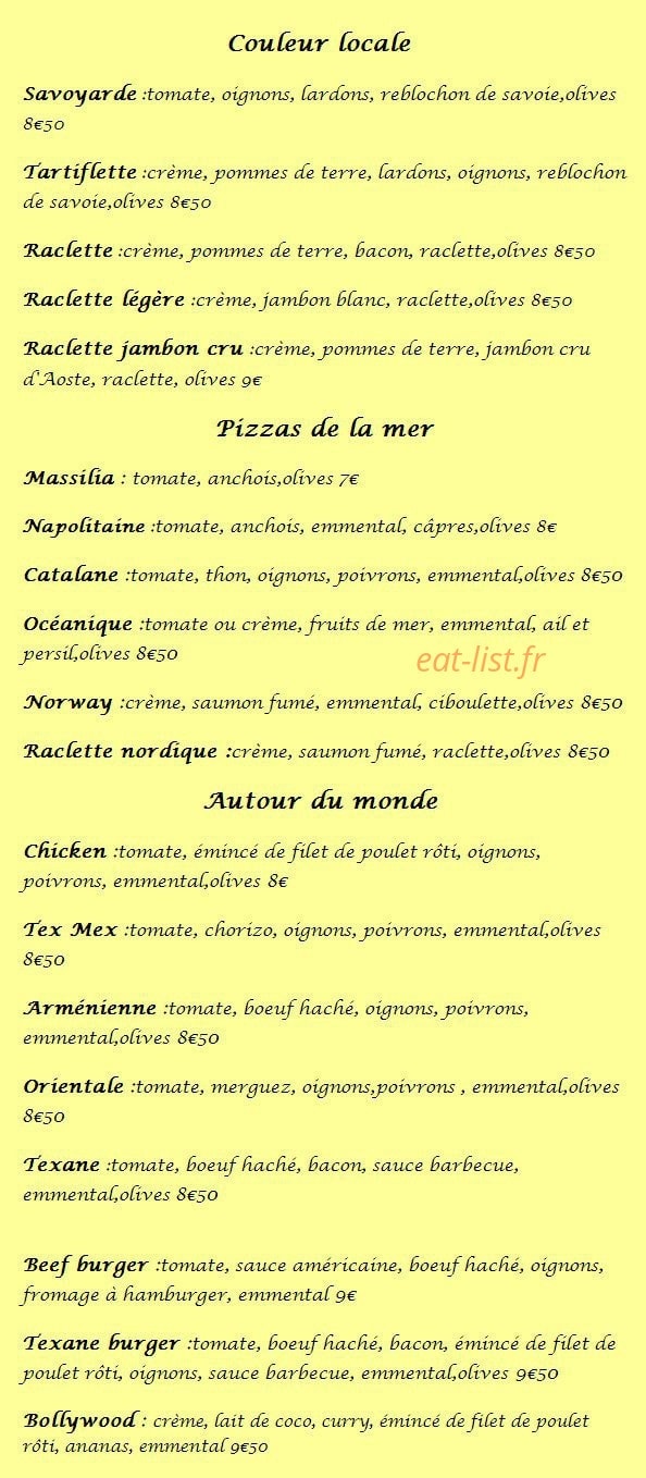 Marie Sol Pizza — carte page 2