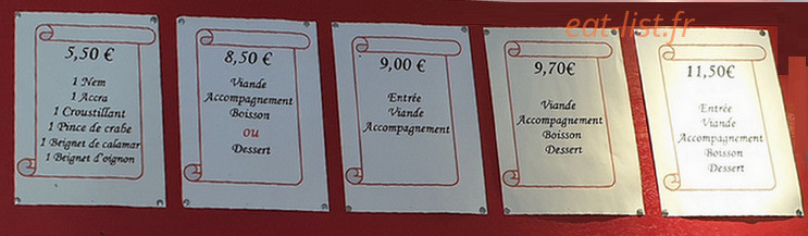 Saveurs d'Asie — carte page 1
