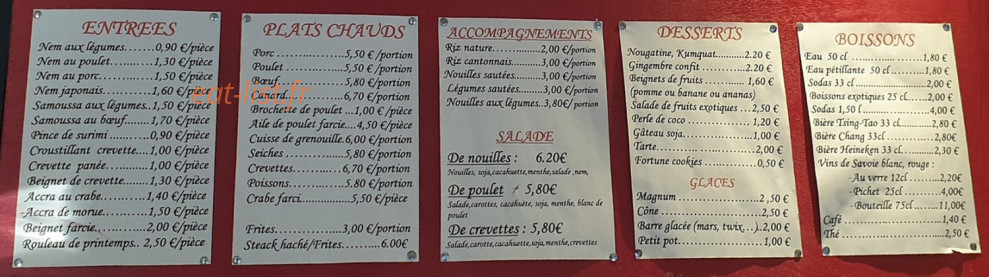 Saveurs d'Asie — carte page 2