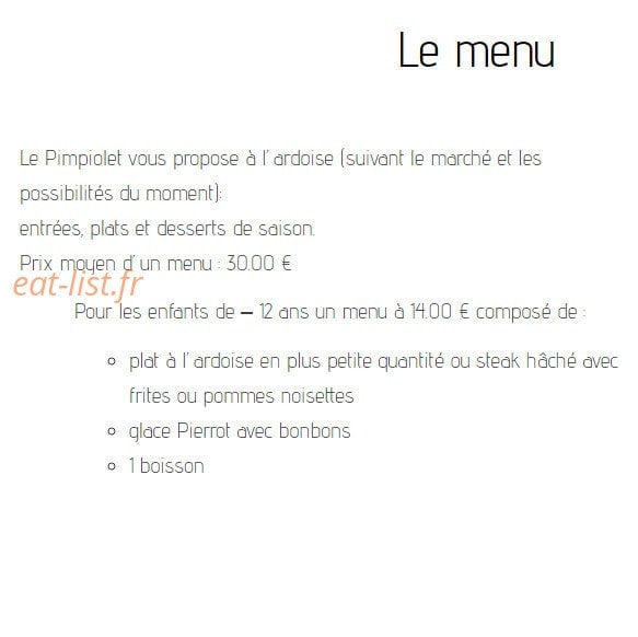 Le Pimpiolet — carte page 1