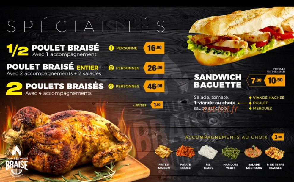 À la Braise — carte page 1