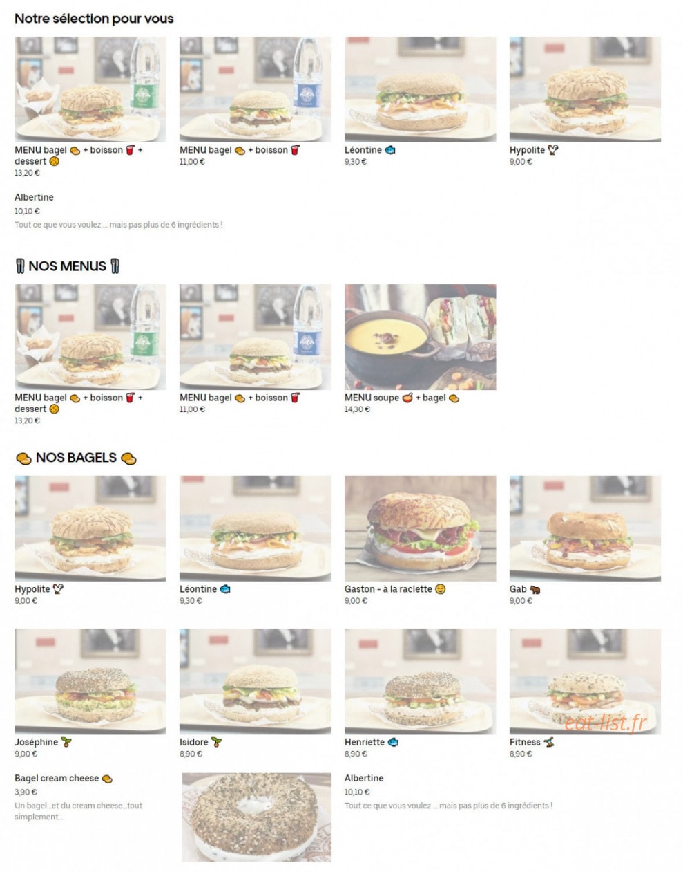 Bagelstein — carte page 1