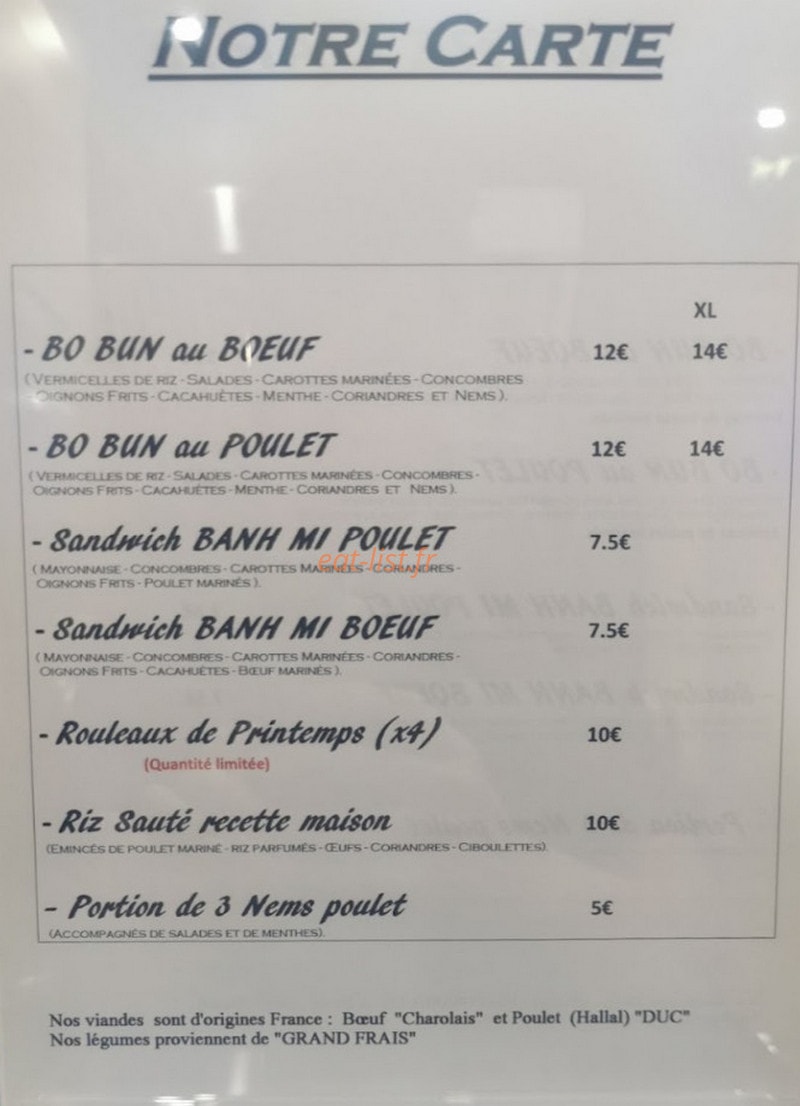 Banh Mi's — carte page 1