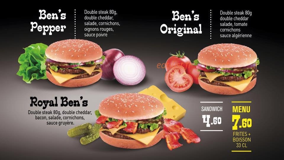 Ben's Food — carte page 1