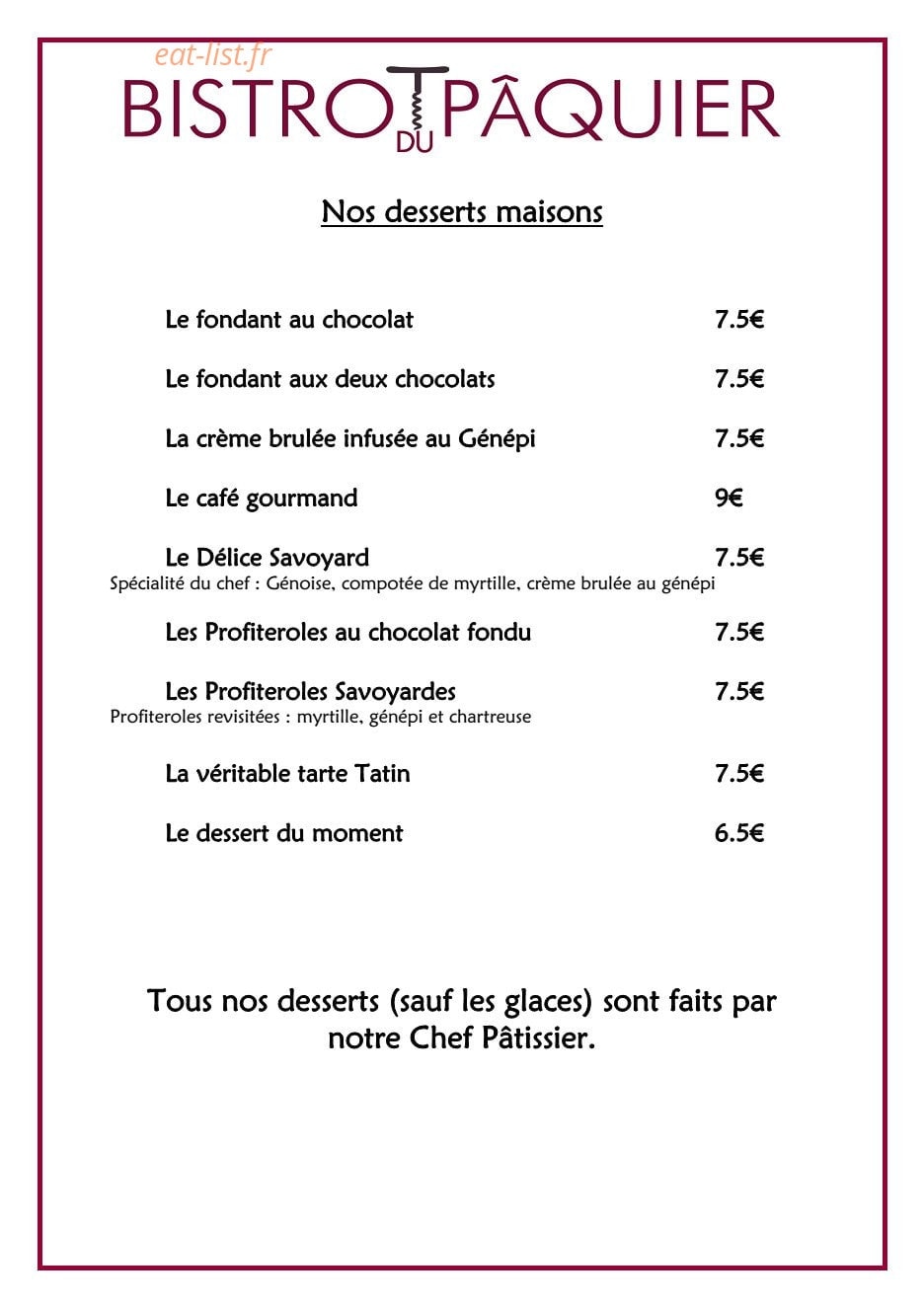 Bistrot du Paquier — carte page 4