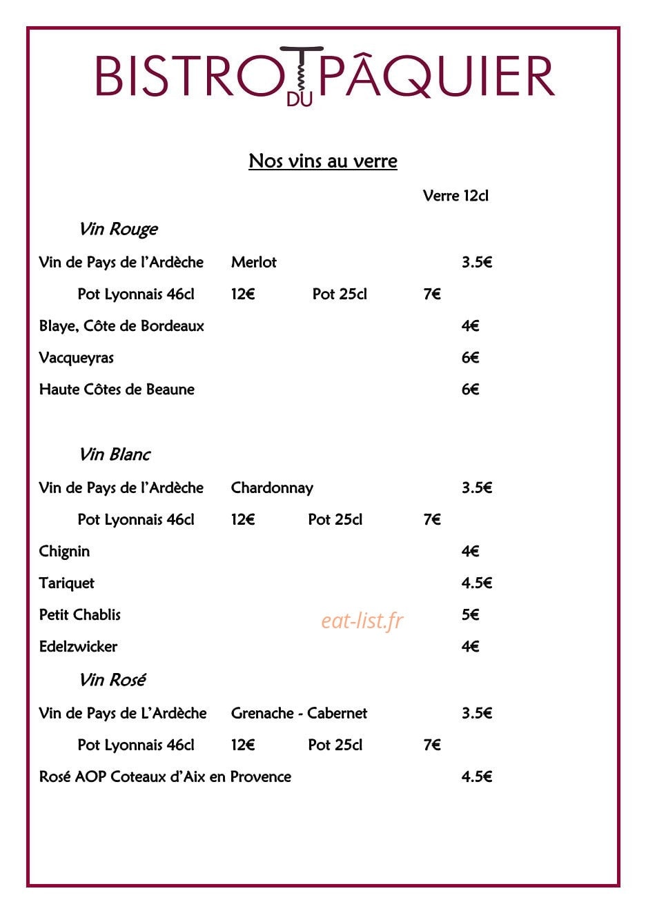 Bistrot du Paquier — carte page 7