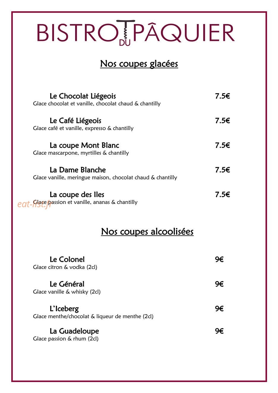 Bistrot du Paquier — carte page 5