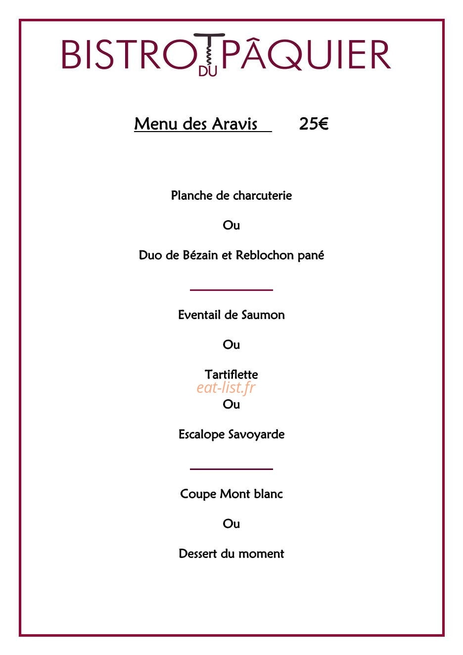 Bistrot du Paquier — carte page 8