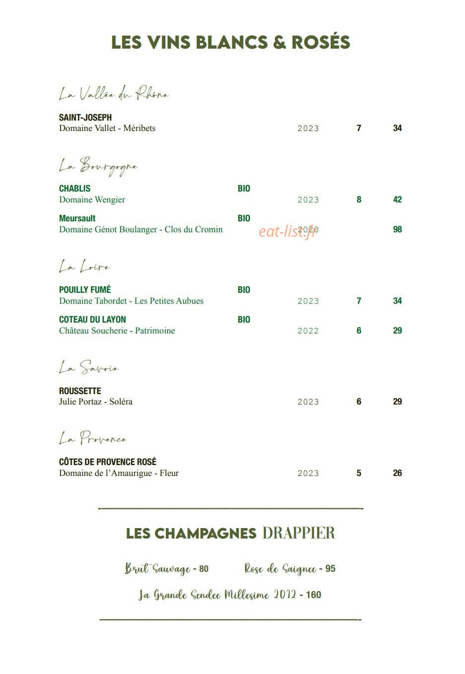 Bistrot Green — carte page 6