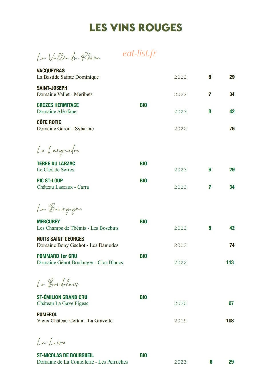 Bistrot Green — carte page 5