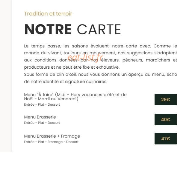 Brasserie Brunet — carte page 2