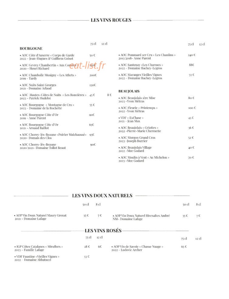 Brasserie Brunet — carte page 6