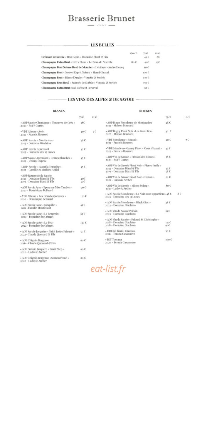 Brasserie Brunet — carte page 3