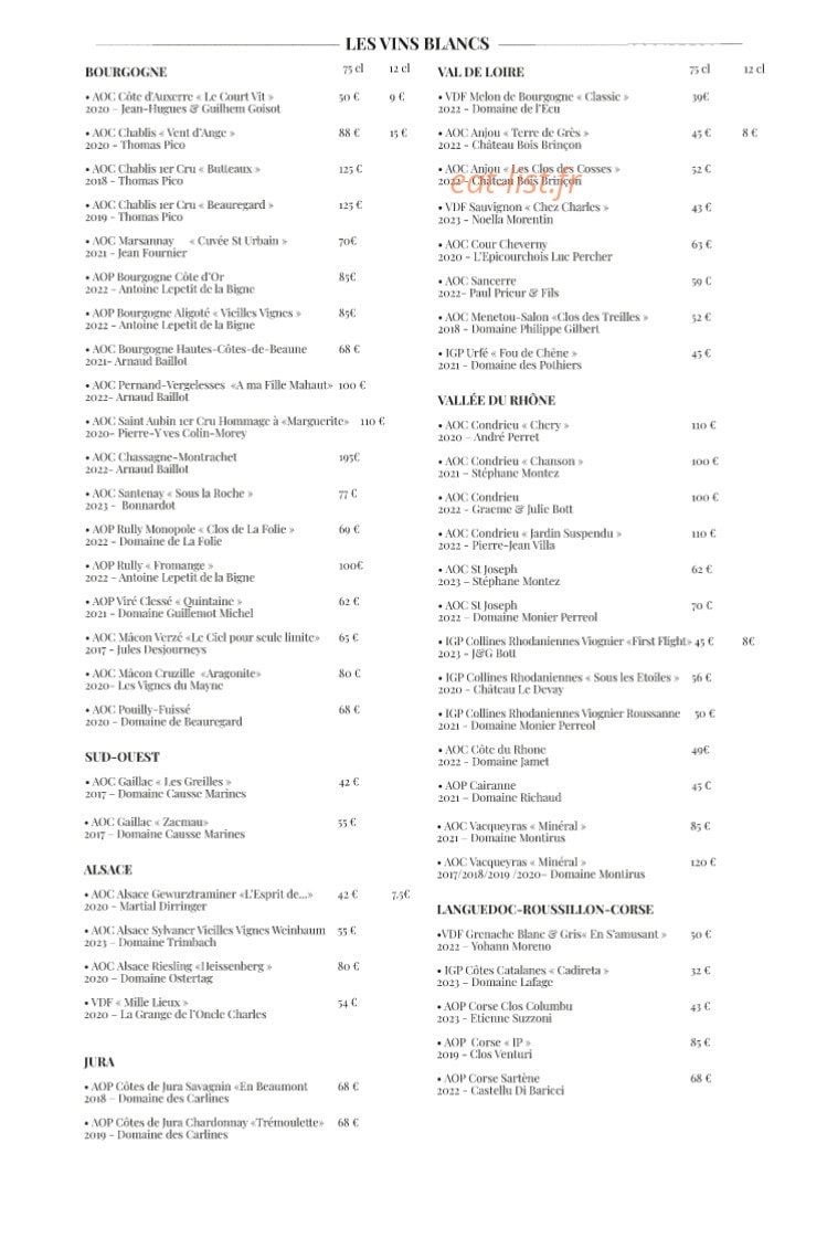 Brasserie Brunet — carte page 4