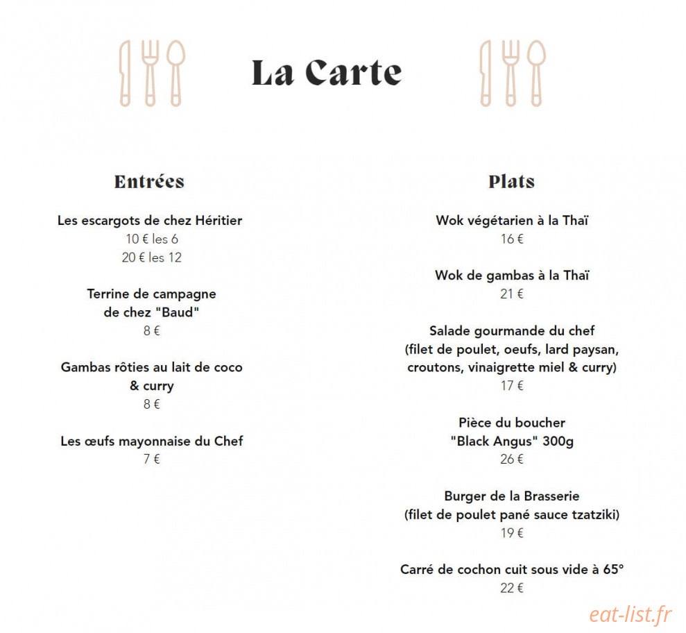 Carte et menu de Brasserie de la paix à Annecy — La carte