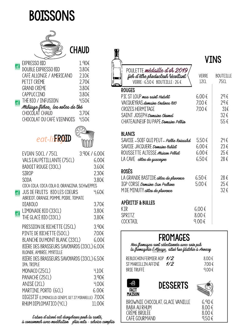 Café Bichette — carte page 2
