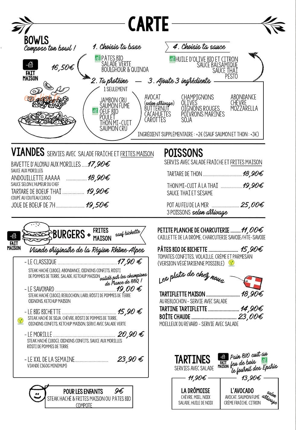 Café Bichette — carte page 1