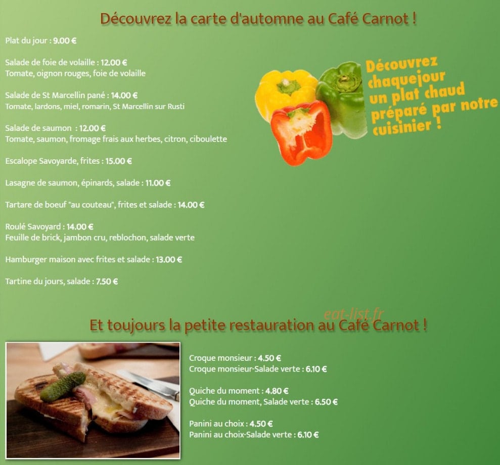 Café Carnot — carte page 1