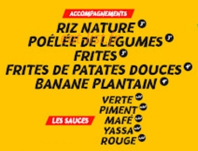 Carte et menu de Chez Ami - Mama African Food à Annecy — Les accompagnements et sauces