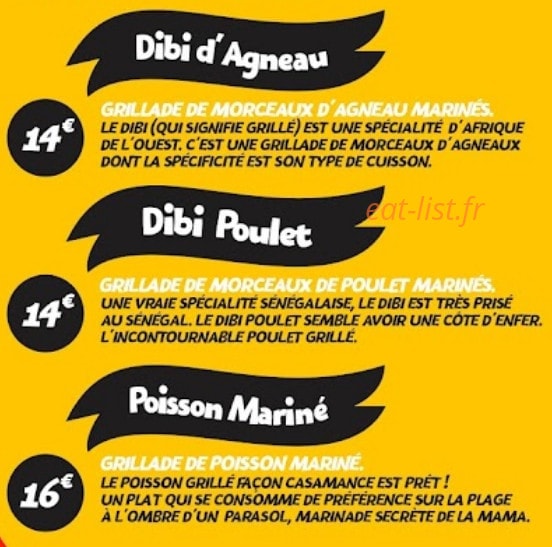 Carte et menu de Chez Ami - Mama African Food à Annecy — Dibiterie et rotisserie