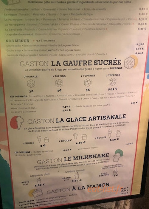 Chez Gaston — carte page 1